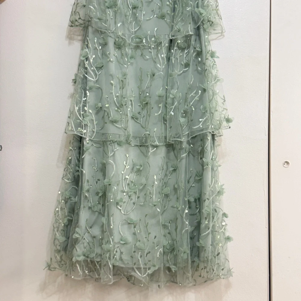 NEW Dessy Collection Sequin Embroidered Tiered Strapless Gown, Size 14
